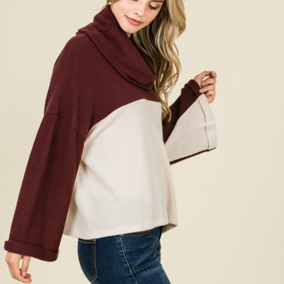 Lumiere 2 Tone Waffle Knit Sweater - Black - Picture 5 of 6